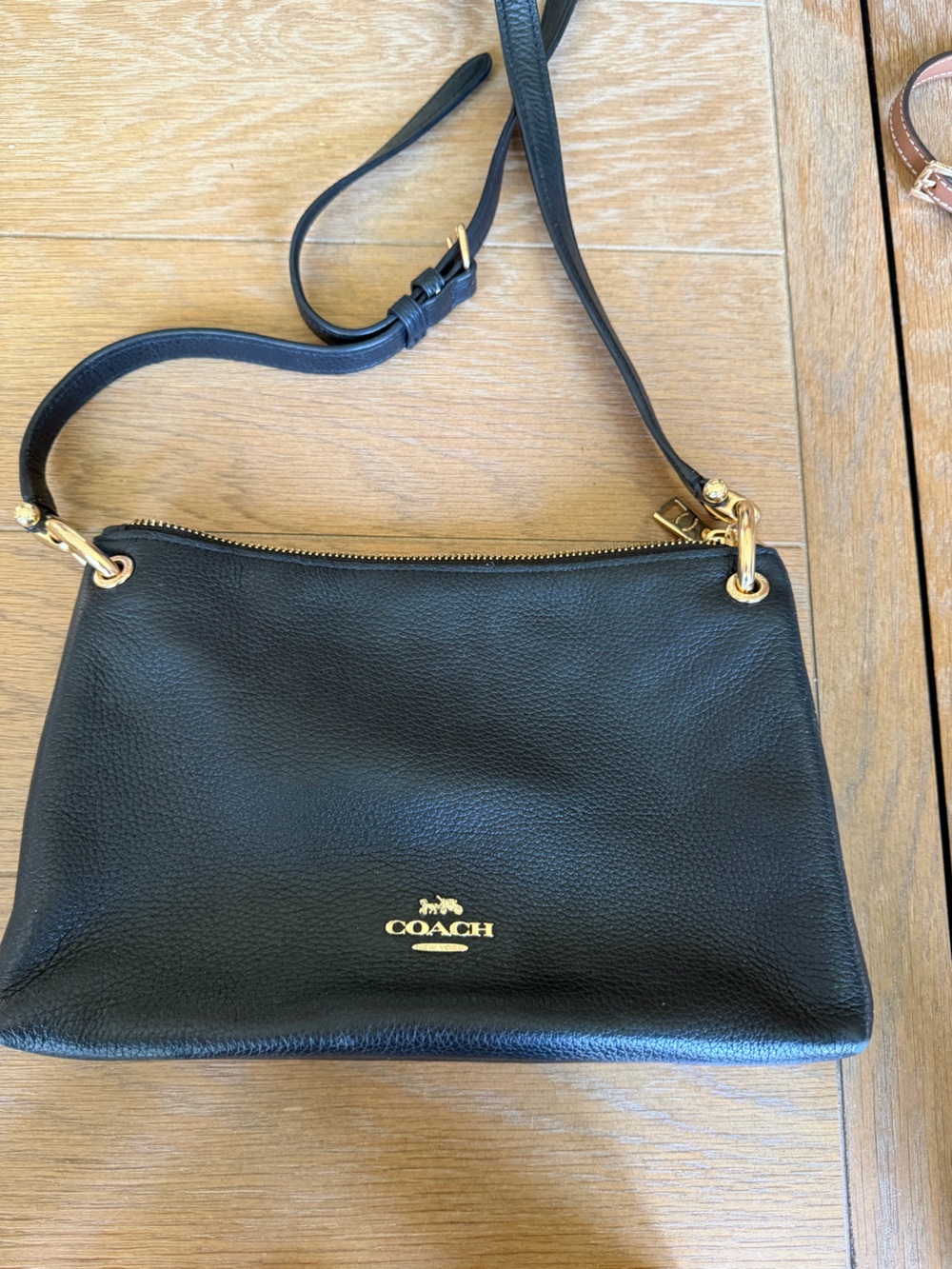 Coach Black Pebbled Leather Shoulder Hobo with Gold Hardware